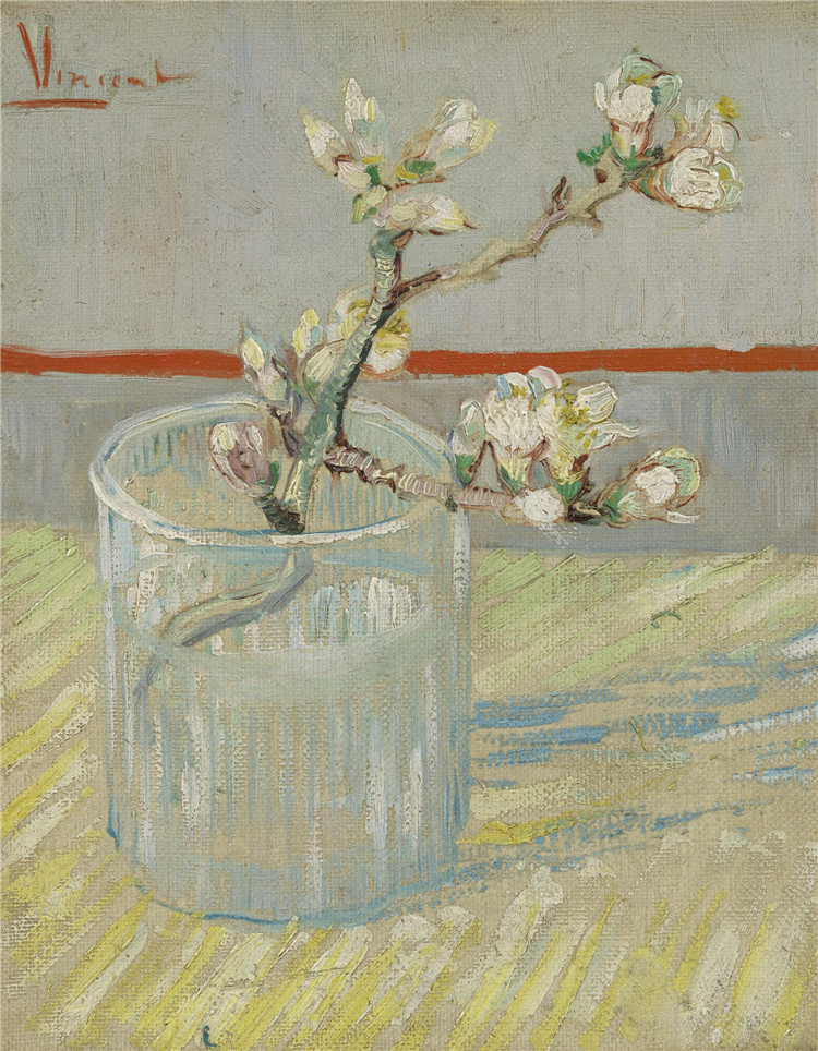 Blossoming Almond Branch In A Glass Van Gogh Oil Painting